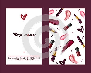 Lipstick pattern vector beautiful red color fashion pink lipgloss lip makeup art illustration backdrop set of shiny