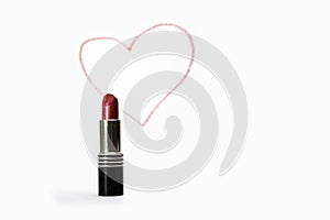 Lipstick and pictured heart