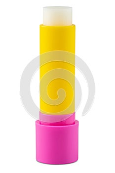 Lipstick. Pink lipstick. lipstick hygienic Super soft shea butter or beeswax lip balm stick. Deeply hydrates. Seals in moisture photo