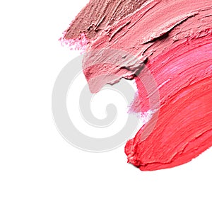 Lipstick smears isolated on white.