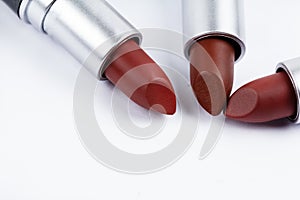 Lipstick on white background,show pigment and texture