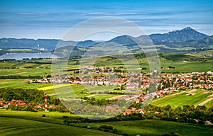 Liptov area with lake Liptovska Mara at background, Slovakia