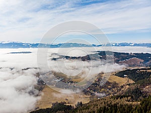 Liptov panorama on liptovska mara water lake reservoir and low tatras