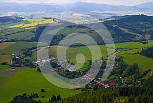 Liptov village Liptovska Anna from the viewpoint of the famous mountain peak Cerenova rock.