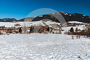 Liptovska Luzna village with hills on the background in Slovakia