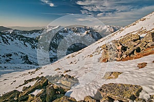 Liptovske Kopy mountains from Posrednia Turnia in Polish High Tatras during late autumn