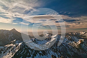 Liptovske Kopy from Swinica peak in Polish High Tatras during late autumn