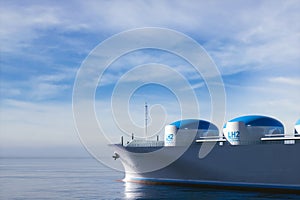 Liqiud Hydrogen renewable energy in vessel - LH2 hydrogen gas for clean sea transportation on ship with composite cryotank for