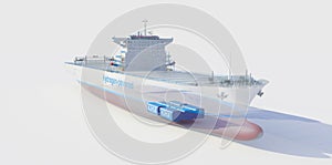 Liqiud Hydrogen renewable energy in vessel - LH2 hydrogen gas for clean sea transportation on ship with composite cryotank for