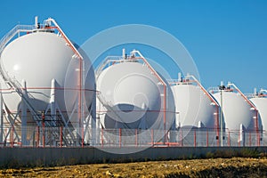 Liquefied  petroleum gas (LPG) storage tanks. Gas plant