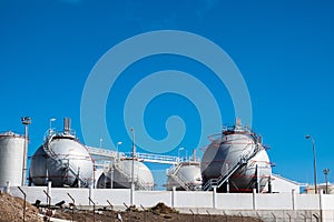 Liquefied petroleum LPG gas storage tanks.