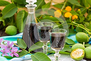 Liqueur from young green walnuts