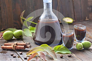 Liqueur from young green walnuts, remedy for stomach ache