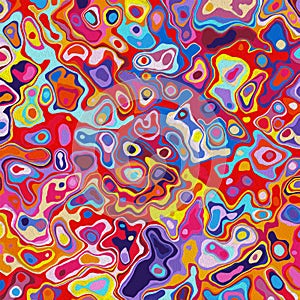 Abstract background of liquid colors with oil effect on canvas