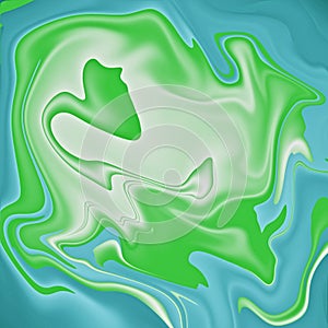 Liquid abstract background in blue and green colors