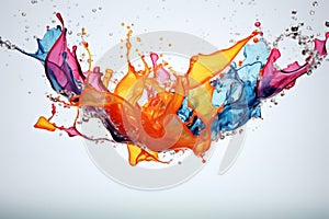 Liquid abstract colorful splash on white background. Generative AI