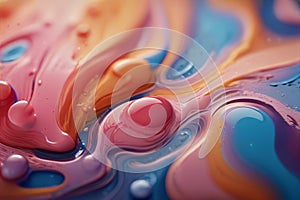 Liquid Art: Captivating Close-Up of Colorful Painting