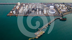 Liquid chemical tank terminal, Storage of liquid chemical and petrochemical products tank, Aerial view