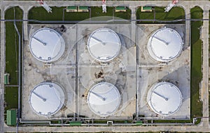 Liquid chemical tank terminal, Storage of liquid chemical and petrochemical products tank, Aerial view