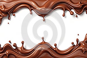 Liquid Chocolate Border Design Isolated on White Background