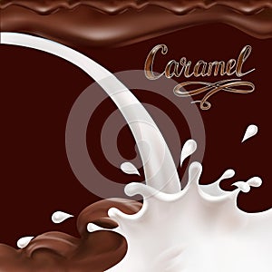 Liquid chocolate, caramel or cocoa illustration vector letterin