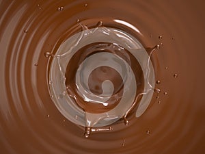 Liquid chocolate crown splash. Top view