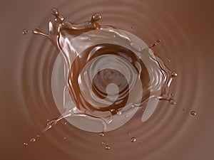 Liquid chocolate crown splash. Top view