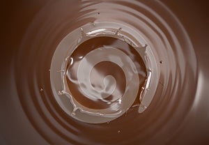 Liquid chocolate crown splash. Top view