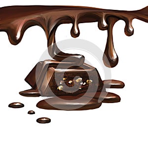 liquid chocolate, flowing, icon molten, caramel