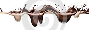 Liquid chocolate flows over an imaginary edge as a cut-out, Generative AI