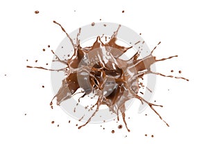 Liquid chocolate isolated splash explosion. on white photo