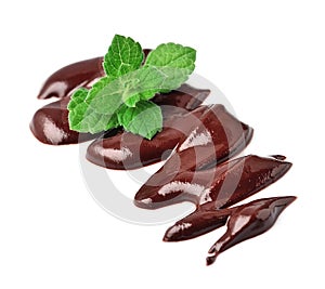 Liquid chocolate with mint.