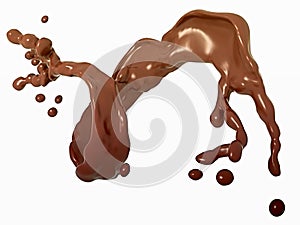Liquid chocolate splash isolated over white