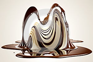 Liquid chocolate wave on white background illustration generative ai