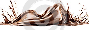 Liquid chocolate with waveform, splashes and drops as a cut-out, Generative AI
