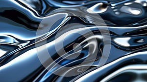 Liquid chrome waves background, shiny and lustrous metal pattern texture