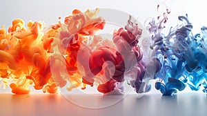Liquid cloud of ink in bright colors on a white background. Abstract background for banner or web design. Generative AI