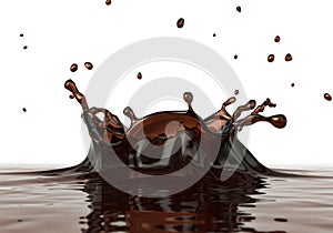 Liquid coffee splash close up.