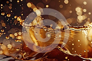 Liquid coffee swirling with creamy textures in a rich, smooth background.