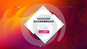 Liquid color background design for Landing page site. Fluid gradient dimond shapes composition. Futuristic design