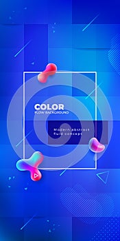 Liquid color background design with square cells. Fluid gradient shapes composition. Blue Futuristic design posters