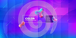 Liquid color background design with square cells. Fluid gradient shapes composition. Purple Futuristic design posters