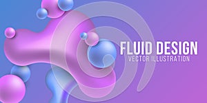 Liquid colorful shapes on a on a purple-blue background. Fluid gradient shapes concept. Futuristic background. Vector illustration