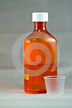 Liquid cough syrup medicine bottle