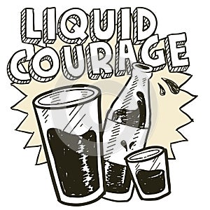 Liquid courage alcohol sketch