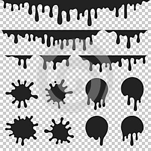 Paint dripping.  Chocolate or caramel border. Vector paint, stains