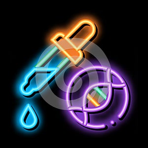 Liquid Dropper Pipette Biomaterial neon glow icon illustration