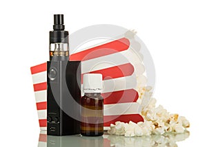 Liquid for electronic cigarette and popcorn dropped out of box,