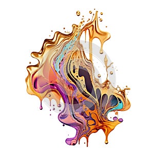 Liquid fluid colorful watercolor stain blot splash splatter drop drip. Bright abstract artistic vector background. Decorative