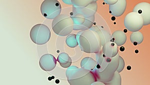 Liquid fluid dynamic abstract animated white metaball floating spheres blobs drops bubbles in transition deformation